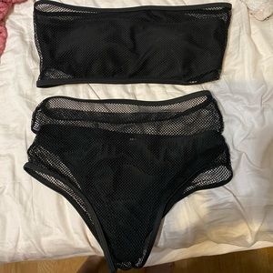 2 Piece Bandeau Mesh Swim Suit